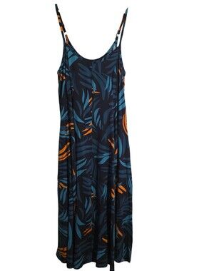 TORRID NWT Maxi Challis Trapeze Dress In Frond Sweep Peacoat Size L Torrid Sz 0